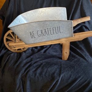 Rae Dunn Wheel Barrow - metal and wood